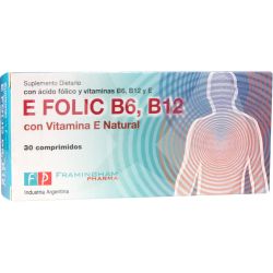 E-folic b6 b12 vitamina e natural x 30 comprimidos