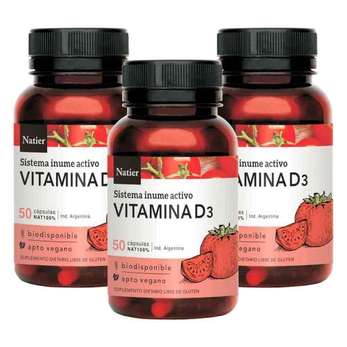 Pack 3 Natier Vitamina D3 Pura Concentrada Cápsulas