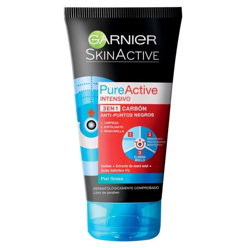 Garnier Skin Active Pure Active Gel Integral 3 En 1 Carbón