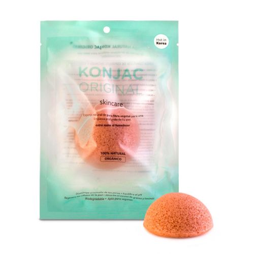 Konjac Esponja Facial Fina Arcilla Rosa Francesa Natural