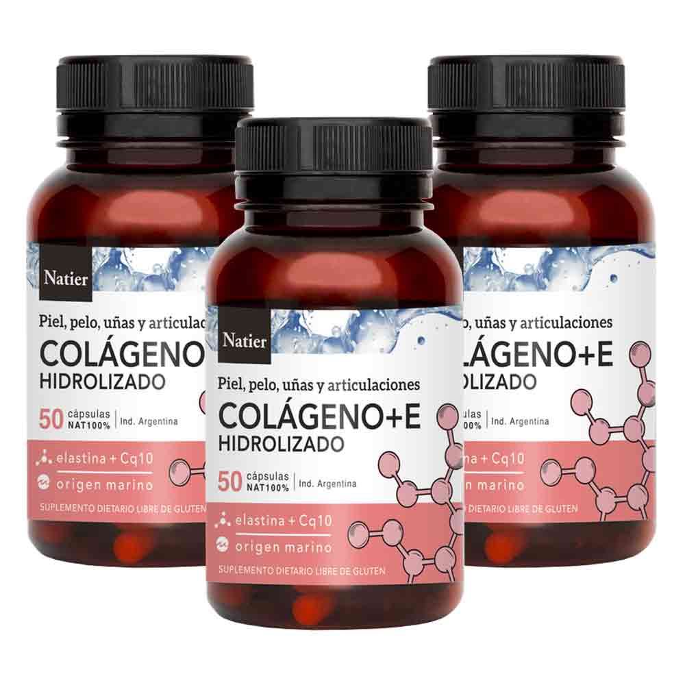 Pack 3 natier colágeno + vitamina e con coenzima q10 x 50 cápsulas - piel,  cabello y uñas saludables - Farmacia Leloir - Tu farmacia online las 24hs