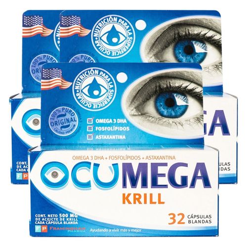 Pack 3 Ocumega Krill X 32 Cápsulas Blandas