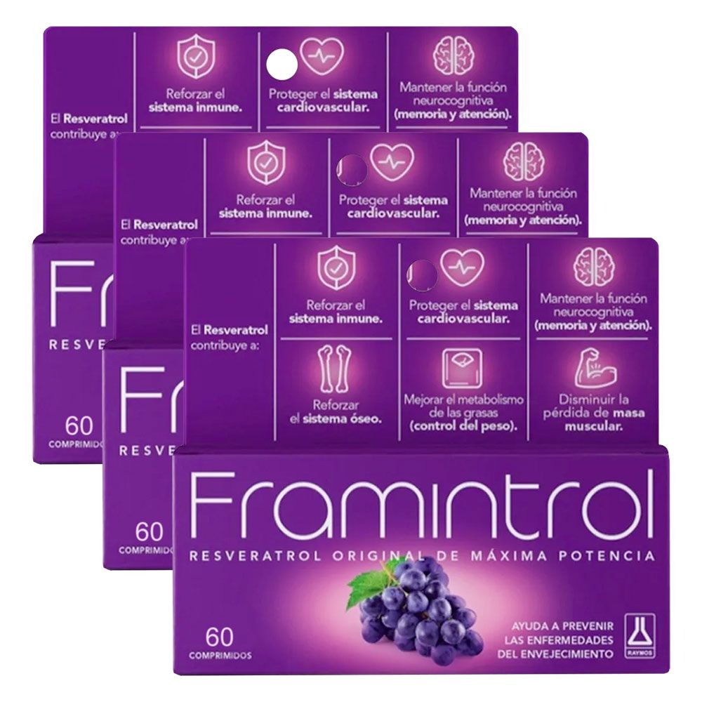 Combo 3 framintrol resveratrol x 60 comprimidos