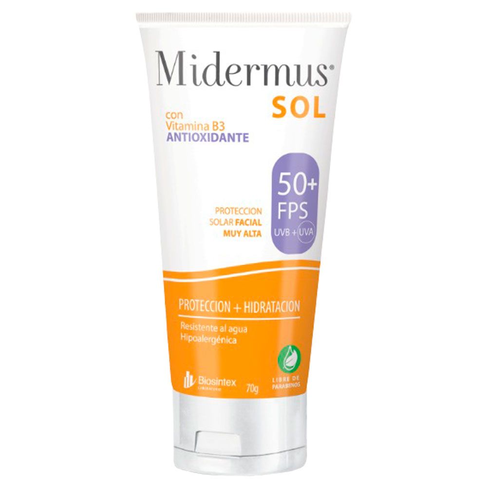 Midermus Protector Solar Fps50 Facial Emulsión Efecto Seco X 70 Gramos -  Farmacia Leloir - Tu farmacia online las 24hs