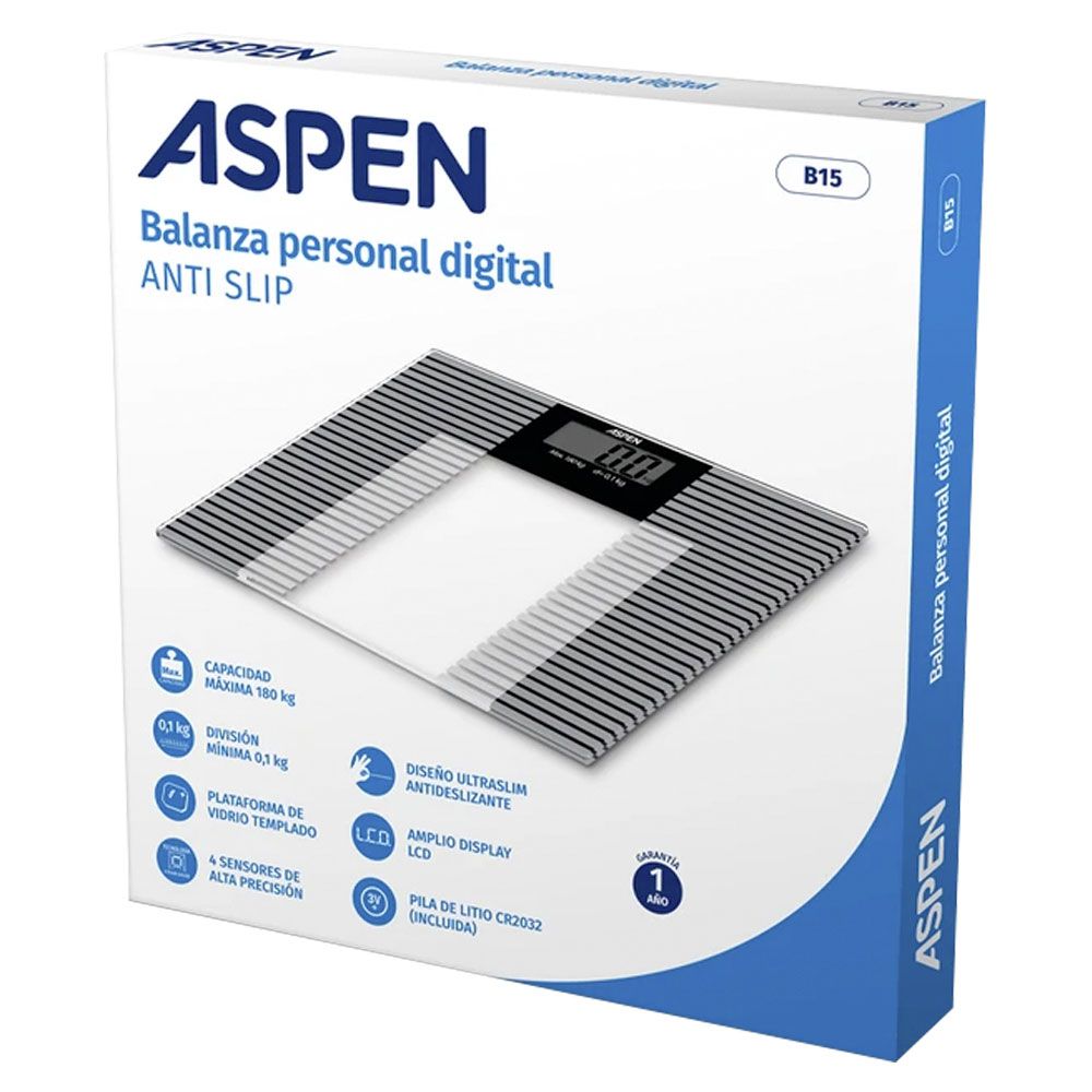 Aspen Balanza Personal Digital De Baño Anti Slip B15