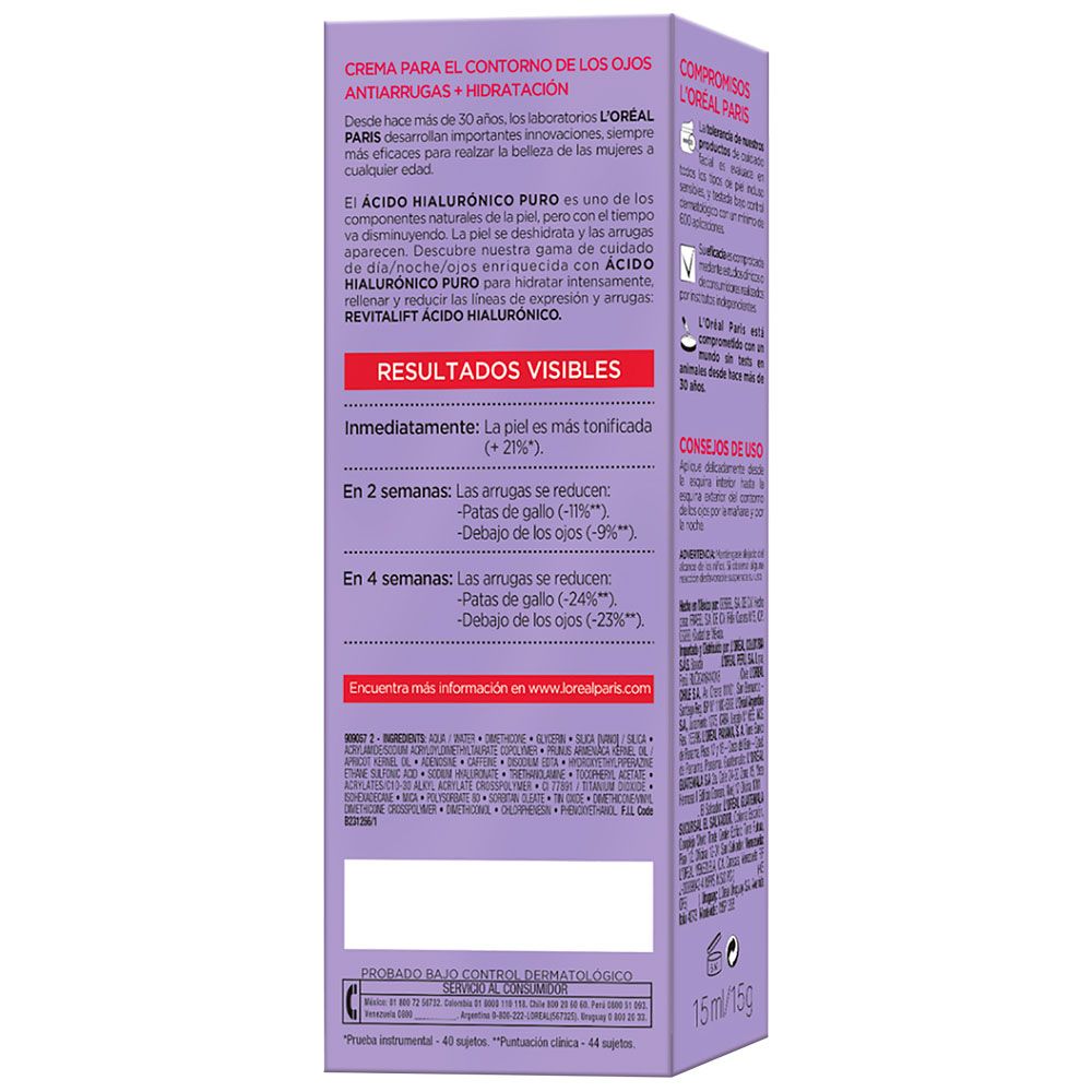 Loreal Paris Revitalift ácido Hialurónico Contorno De Ojos
