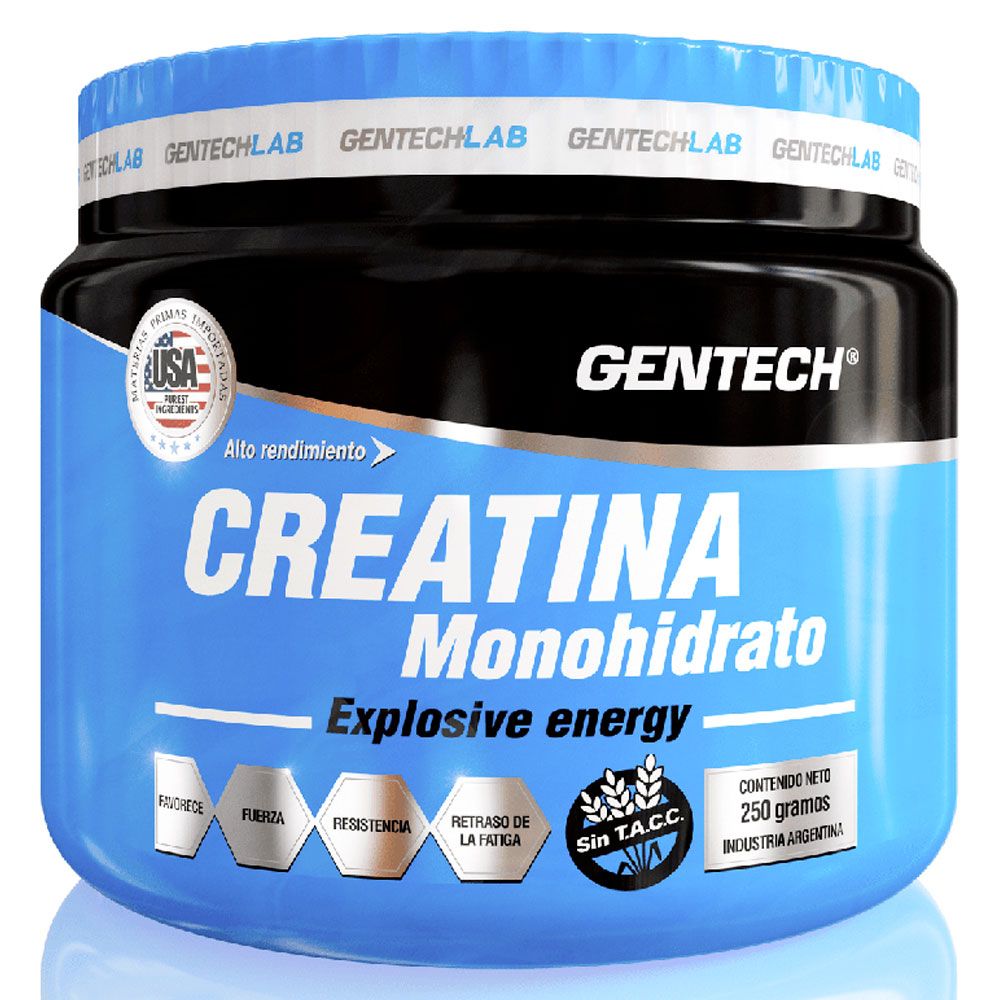 Gentech creatina monohidrato polvo x 250 gramos
