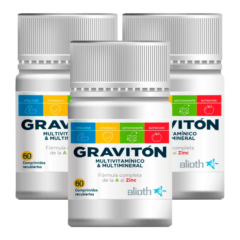 Pack 3 Gravitón Multivitamí­nico Y Multimineral X 60 Comp
