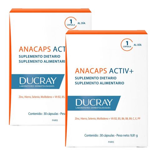 Pack 2 Ducray Anacaps Activ+ Suplemento Dietario