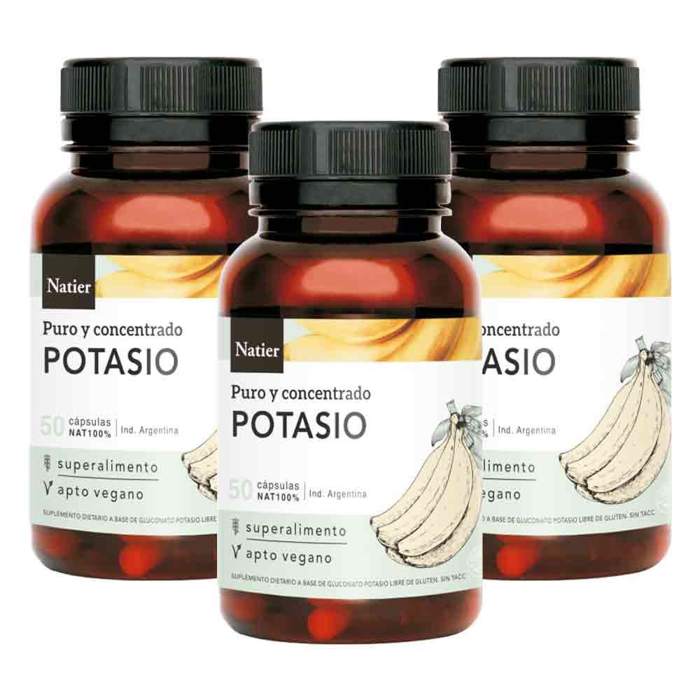 Pack 3 Natier Potasio Puro Concentrado Cápsulas X 50 Cápsulas - Farmacia  Leloir - Tu farmacia online las 24hs