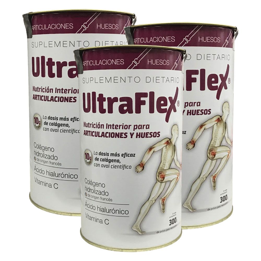 Pack 3 ultraflex colágeno hidrolizado en polvo
