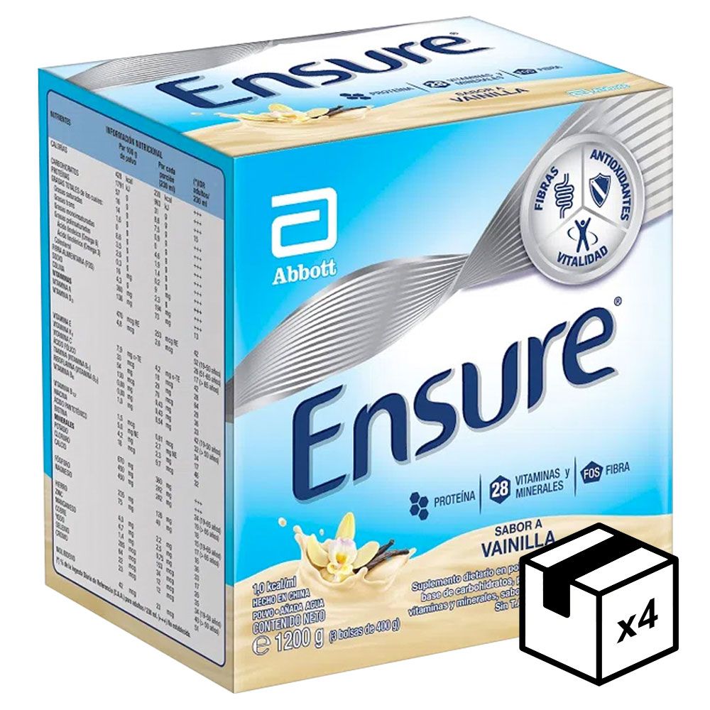 Pack 4 Ensure En Polvo Sabor Vainilla X 1200 Gramos