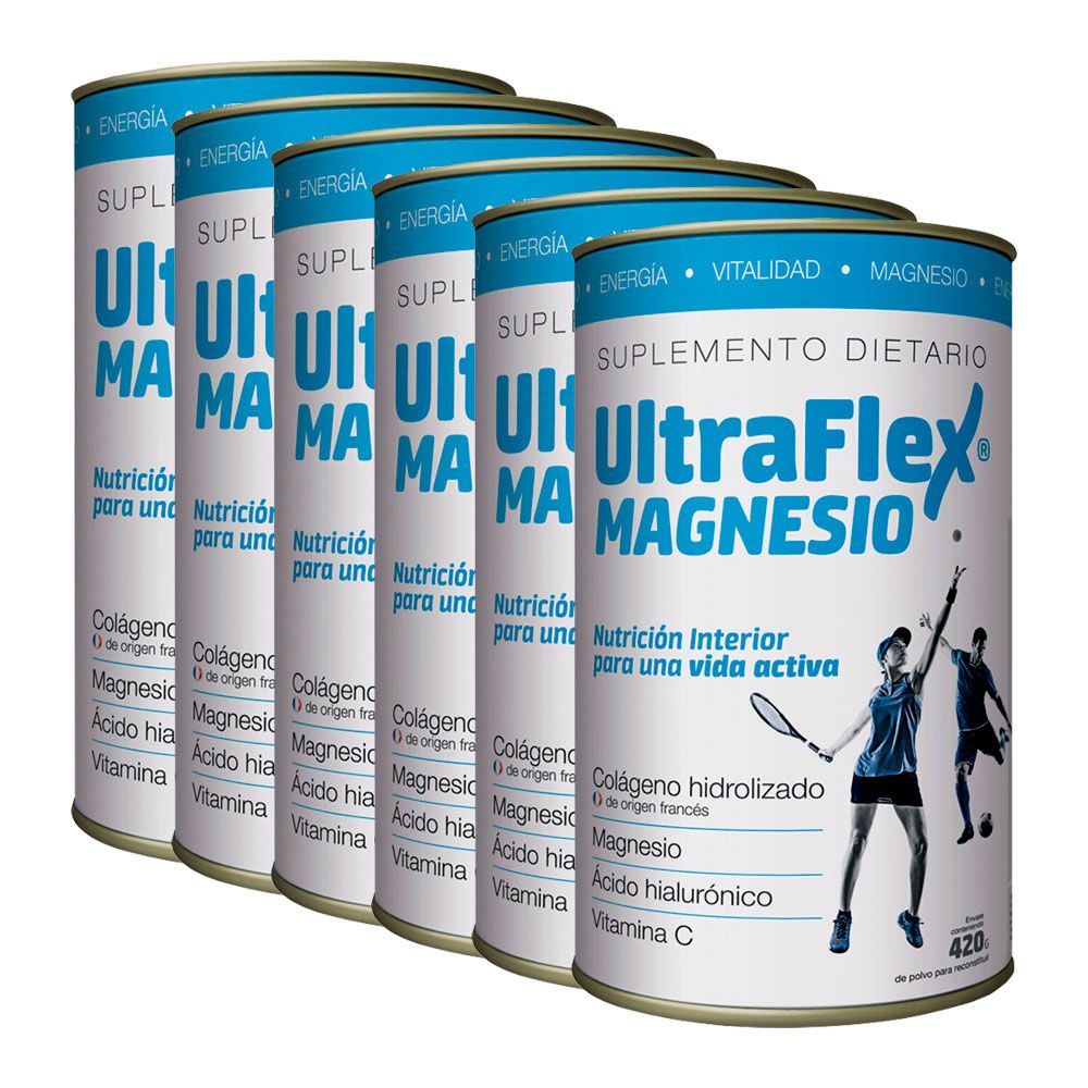 Pack 6 ultraflex magnesio colágeno hidrolizado en polvo