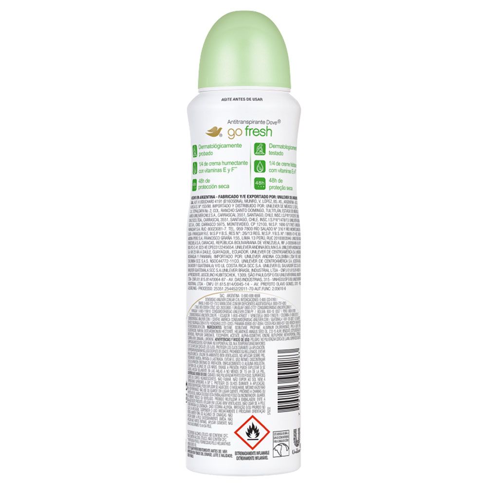 Dove aerosol fresh pepino y té x 150ml - Farmacia Leloir - Tu farmacia online las 24hs