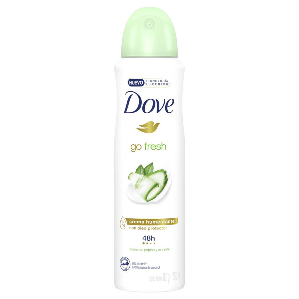 Dove aerosol fresh pepino y té x 150ml - Farmacia Leloir - Tu farmacia online las 24hs
