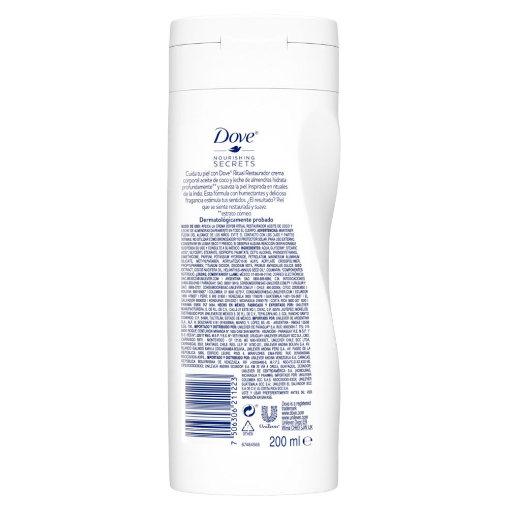 Dove Crema Corporal Ritual Restaurador Coco