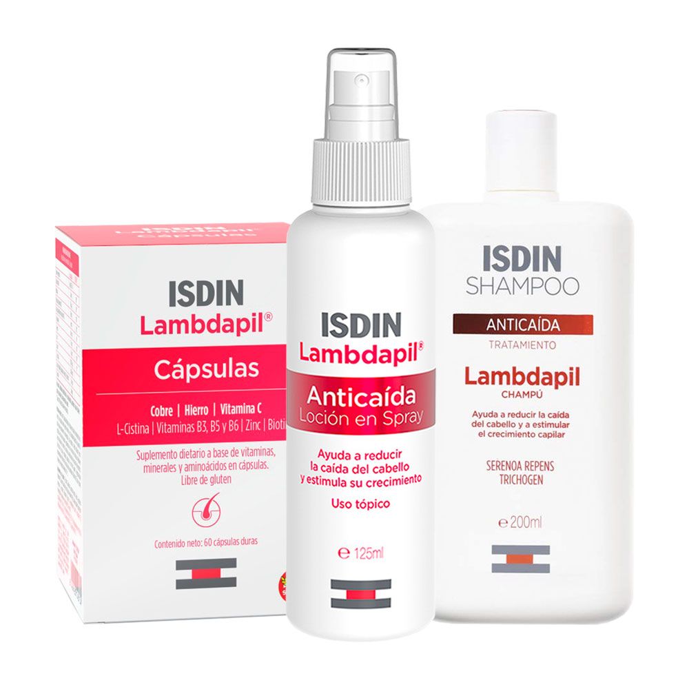 Isdin rutina lambdapil para la caída del cabello redensificante revitalizante - Leloir - Tu farmacia online las 24hs