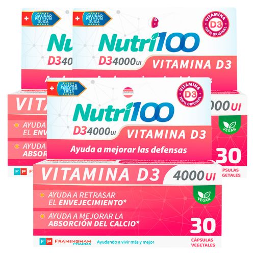 Pack 3 Nutri100 Vitamina D3 4000ui Alta Pureza