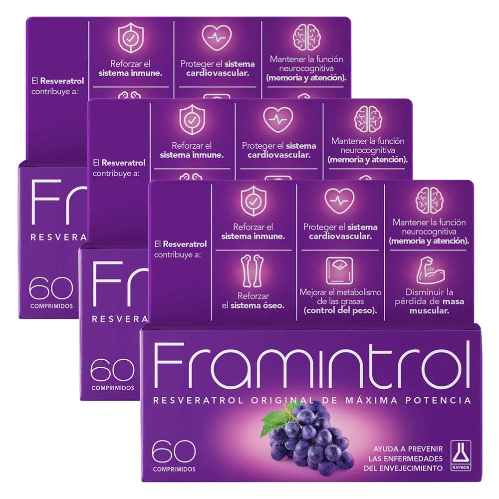 Combo 3 framintrol resveratrol x 60 comprimidos