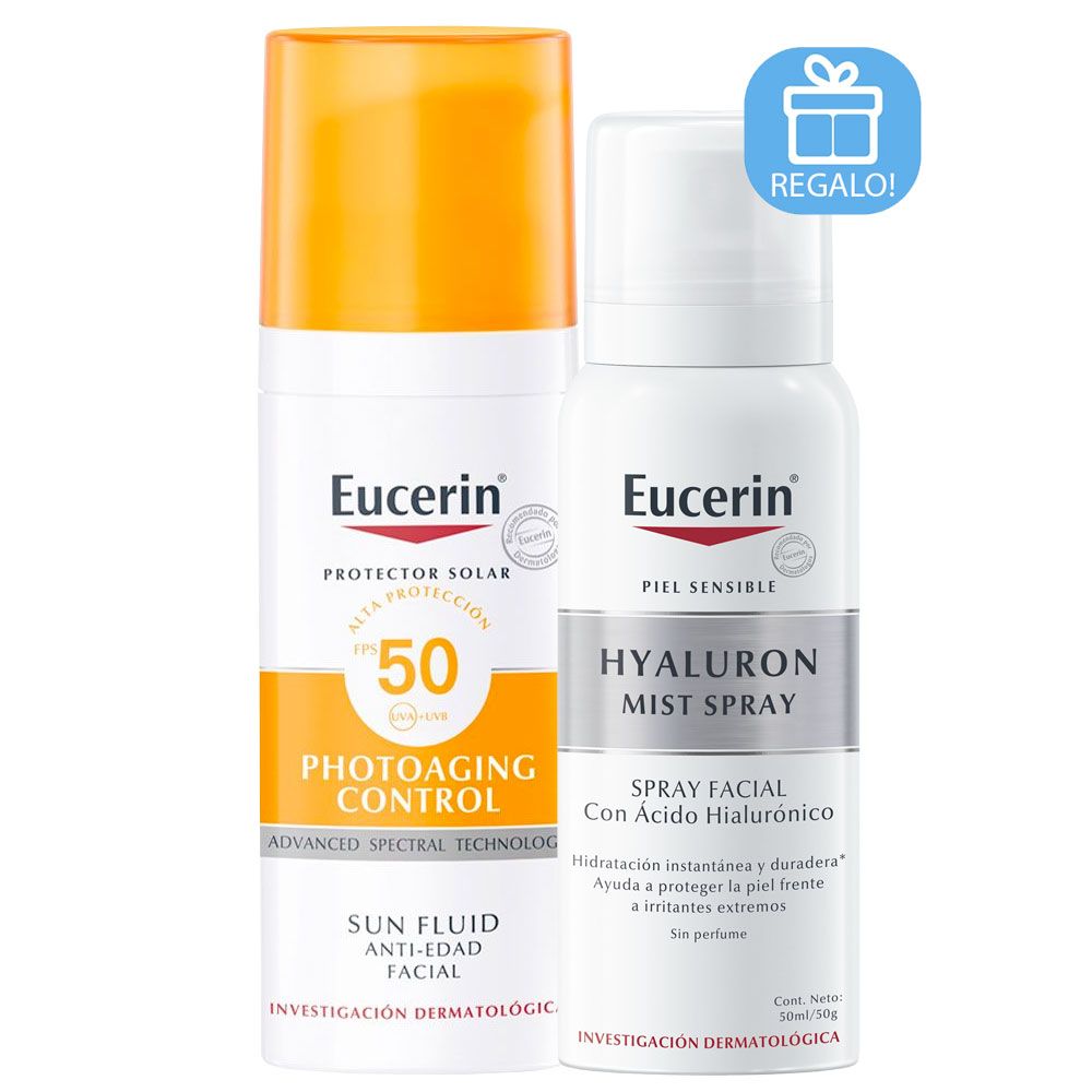 Eucerin sun fps50 fluido antiedad facial + regalo!