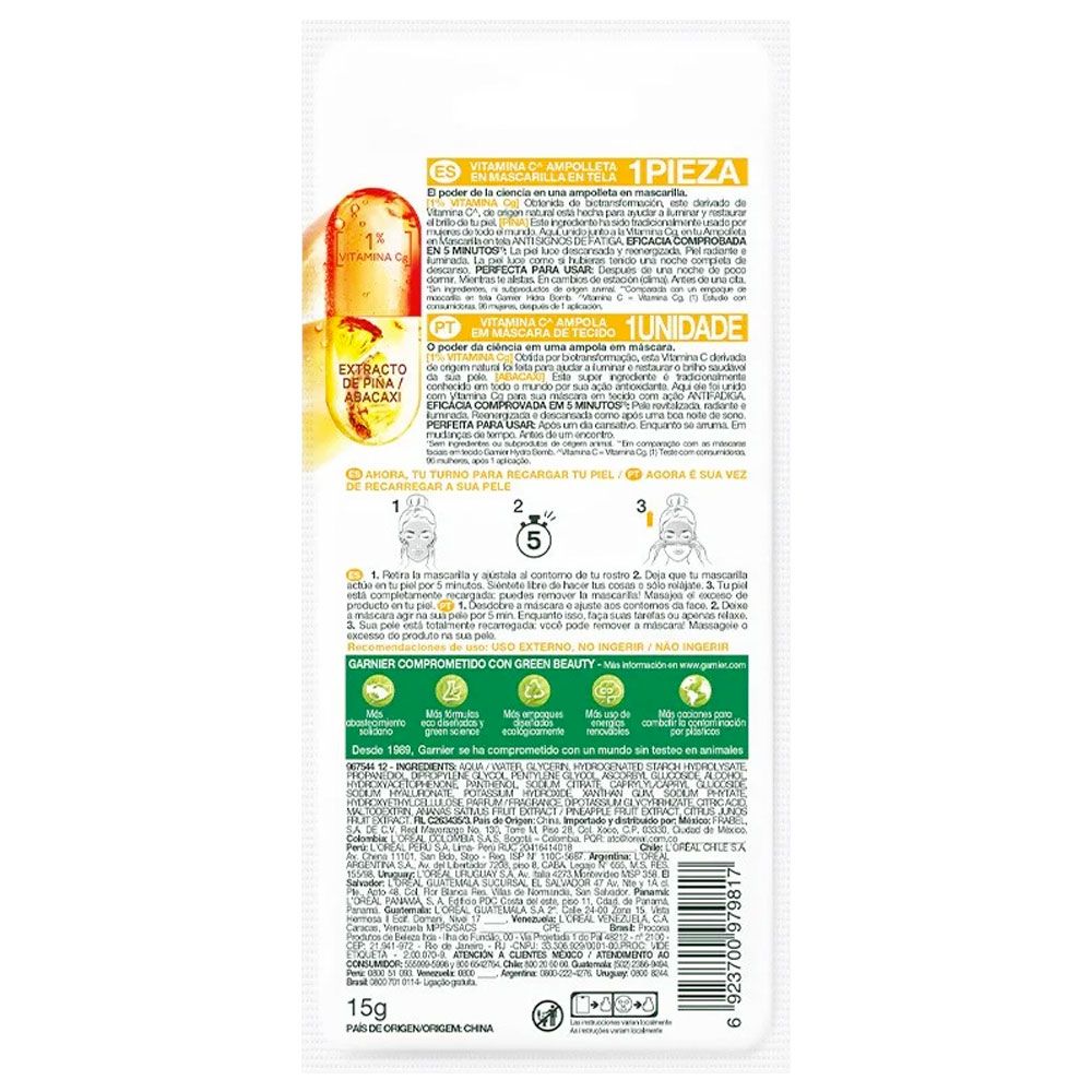 [ARCHIVADO] Garnier Ampolla En Mascarilla De Tela Vitamina C Y Ananá