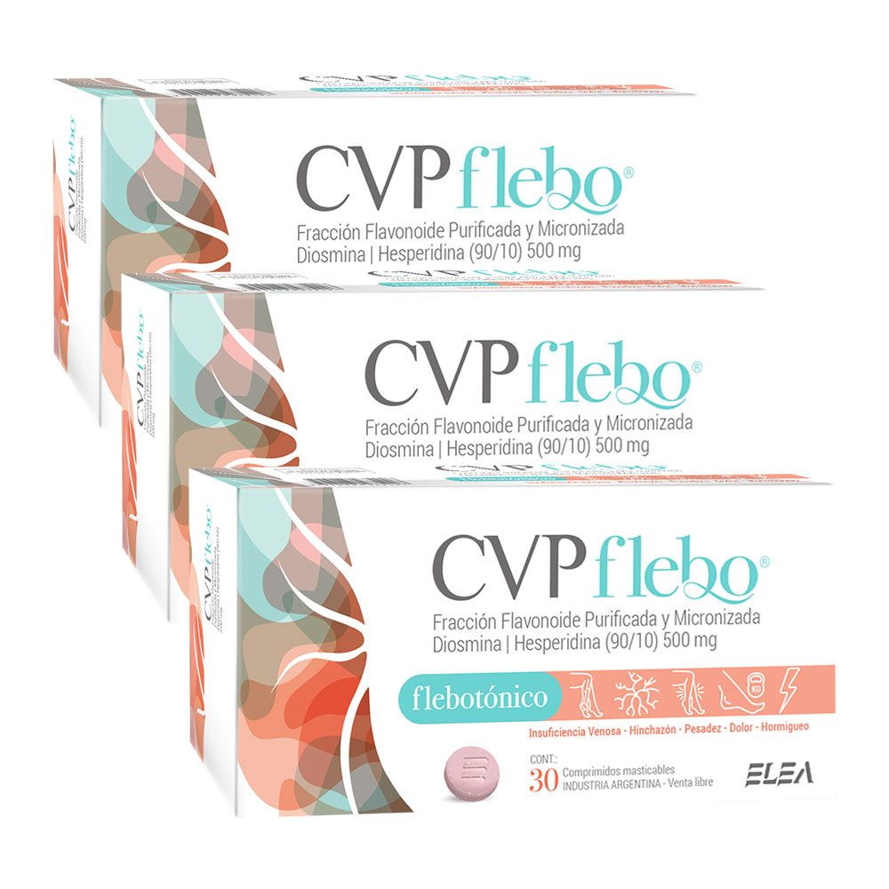 Pack 3 cvp flebo flebotónico comprimidos masticables