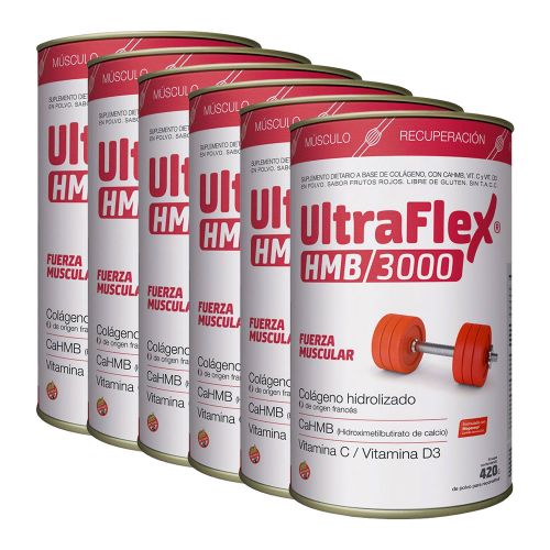 Pack 6 Ultraflex Hmb 3000 Colágeno Hidrolizado En Polvo