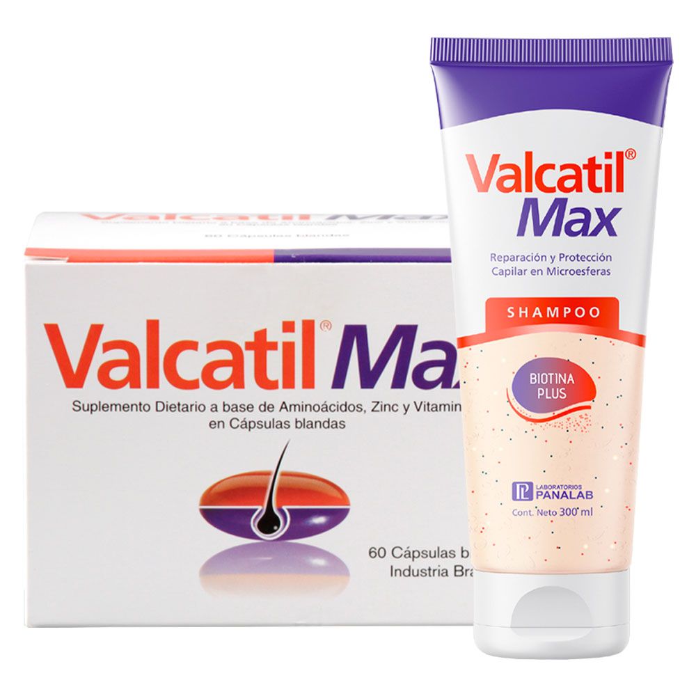 Valcatil max 60 caps + valcatil max shampoo 300ml