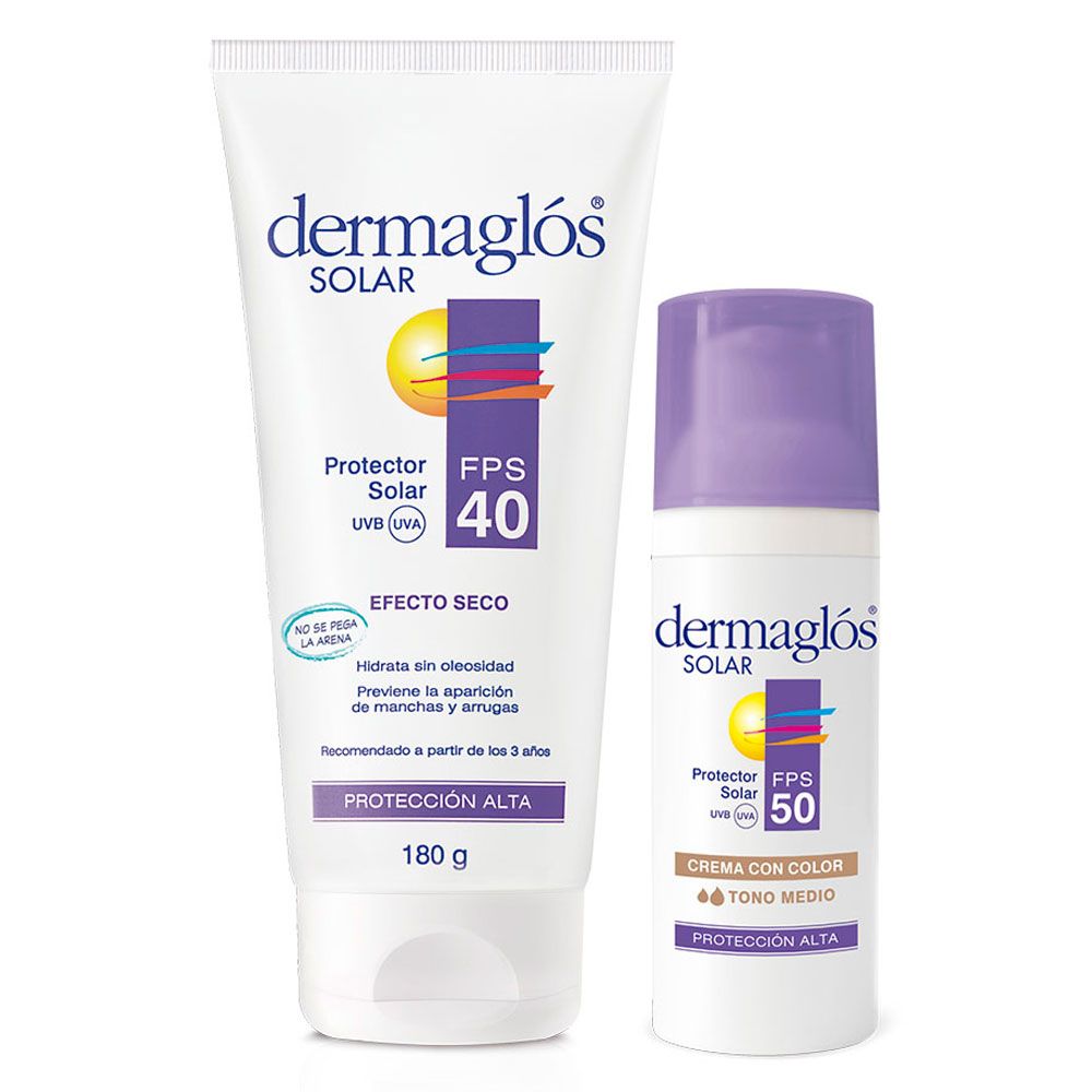 Dermaglós solar combo protección corporal facial color