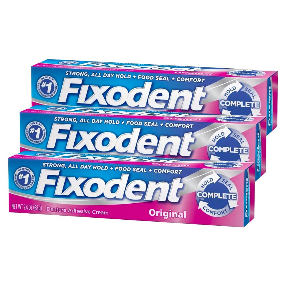Pack 3 fixodent original adhesivo para prótesis dental
