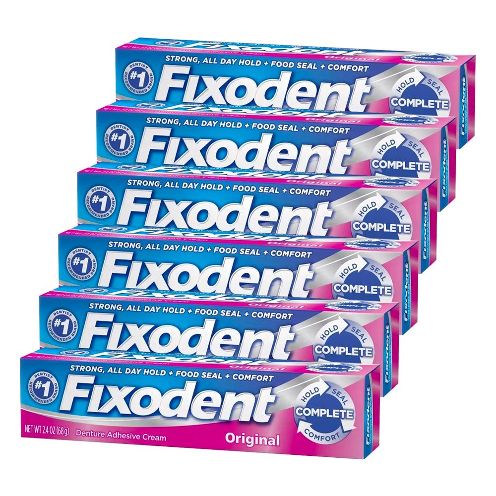 Pack 6 fixodent original adhesivo para prótesis dental