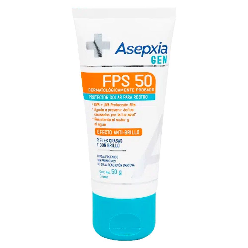 Asepxia gen protector solar fps50 efecto anti brillo