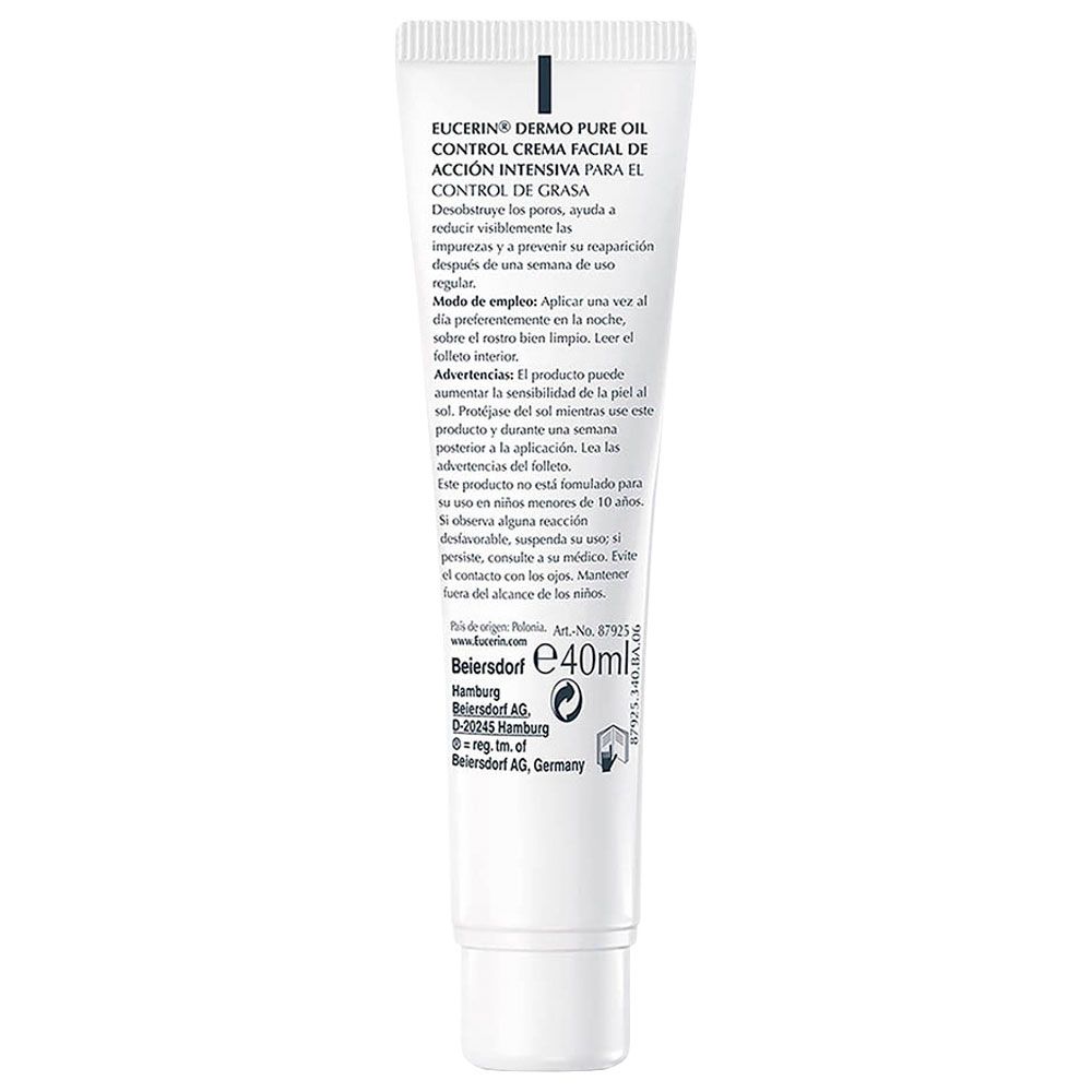 Eucerin dermopure oil control crema facial acción intensiva
