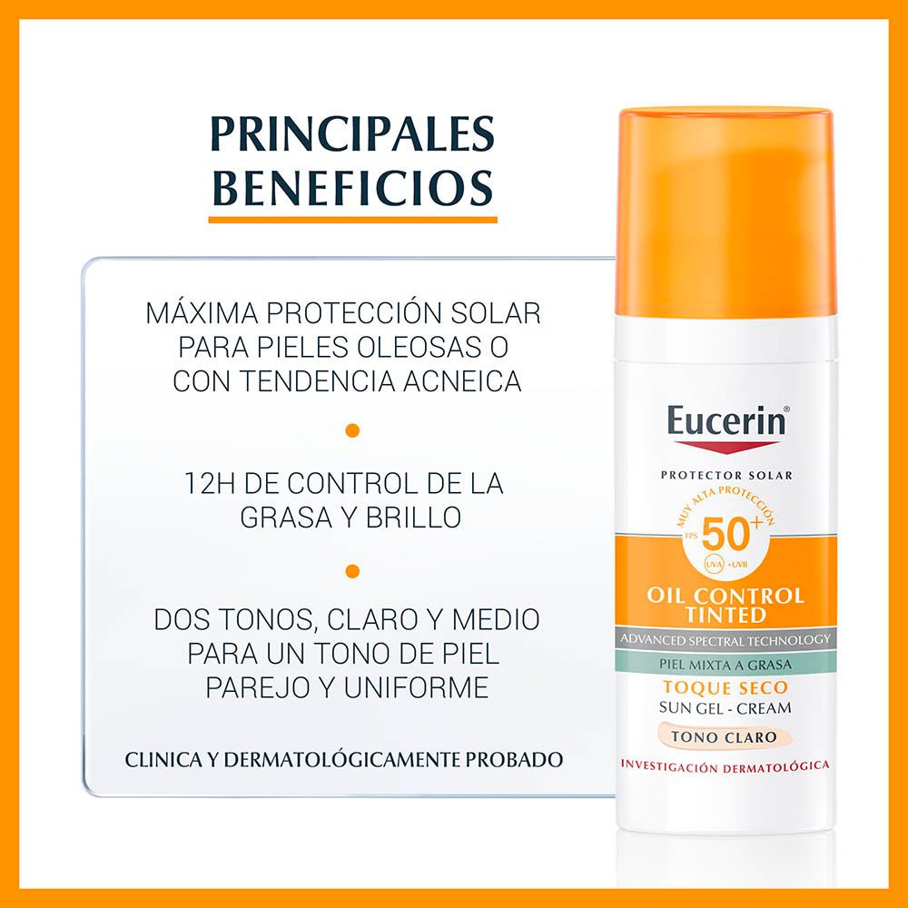 Eucerin sun fps50 oil control tinted toque seco