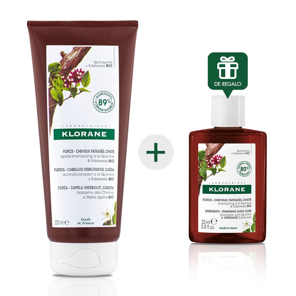 Klorane quinina acondicionador cabello frágil + regalo!