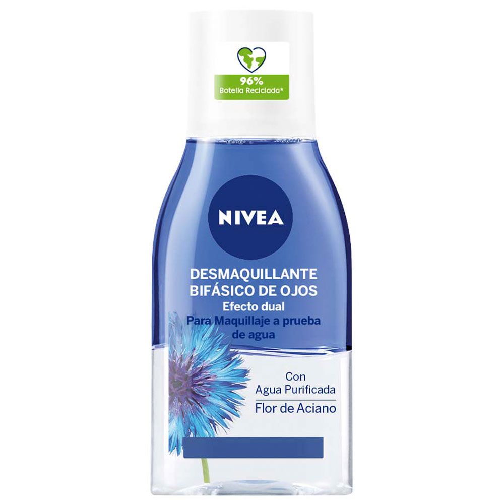 Nivea Desmaquillante Bifásico De Ojos Para Piel Sensible Efecto Dual X  125ml - Farmacia Leloir - Tu farmacia online las 24hs