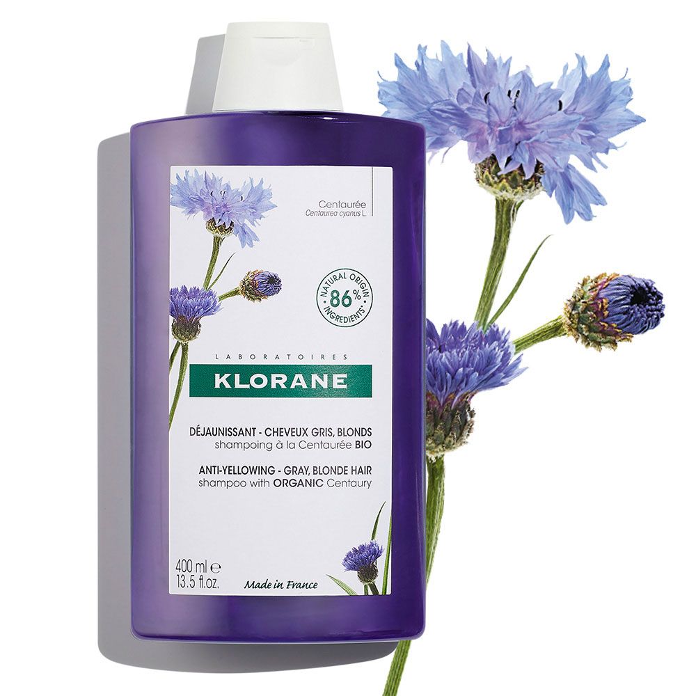 Klorane centáurea shampoo para cabello blanco o canoso