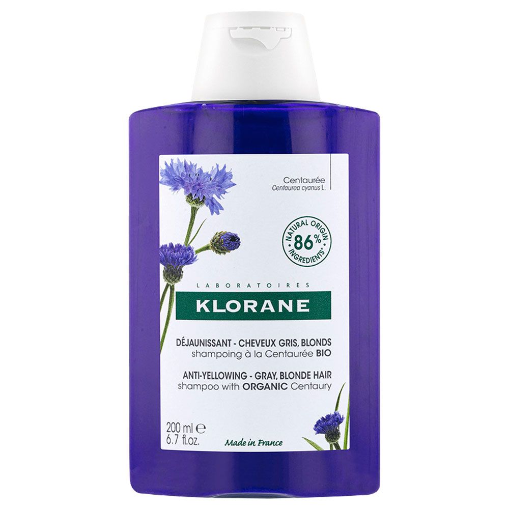 Klorane centáurea shampoo para cabello blanco o canoso