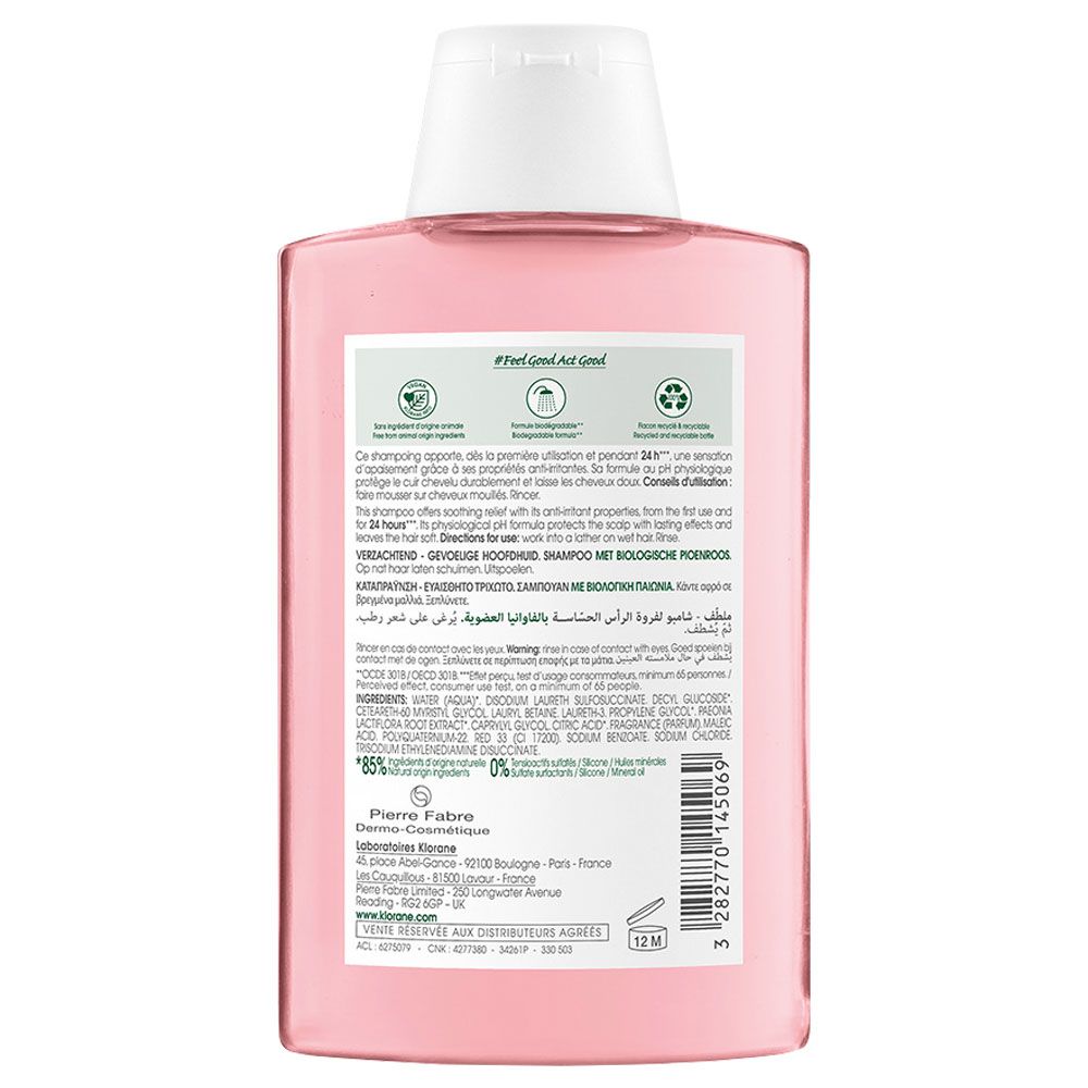 Klorane Peoní­a Shampoo Para Cuero Cabelludo Irritado