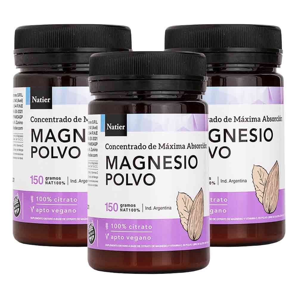 Pack 3 Natier Magnesio Citrato En Polvo - Farmacia Leloir - Tu