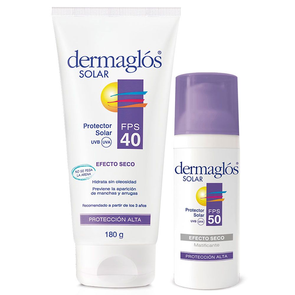 Dermaglós Solar Combo Protección Corporal Facial Efecto Seco