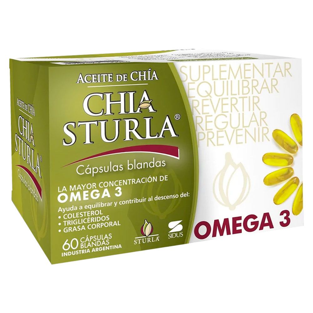 Chí­a sturla aceite de chí­a omega 3 en cápsulas