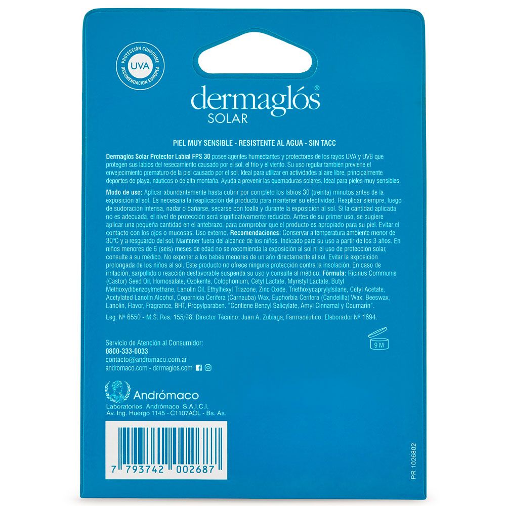 Dermaglós protector solar fps30 labial