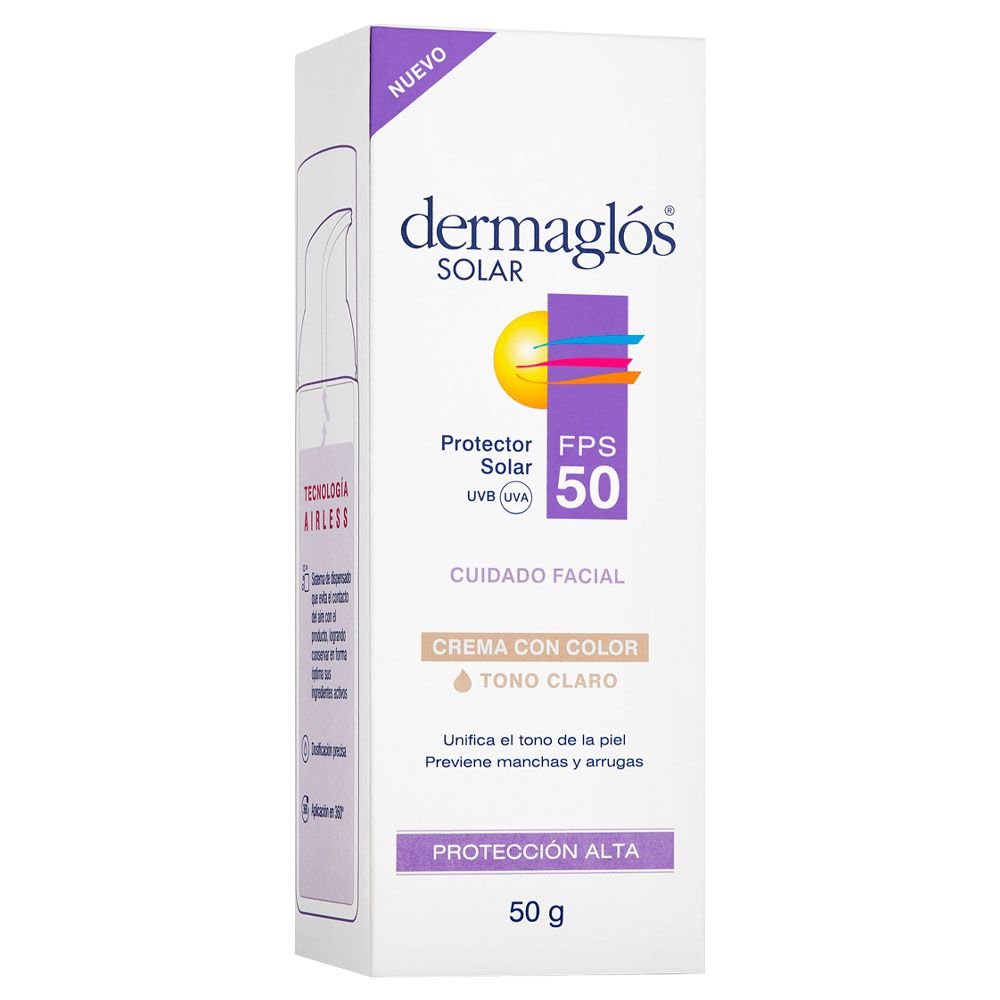 Dermaglós Protector Solar Fps50 Facial Crema Color