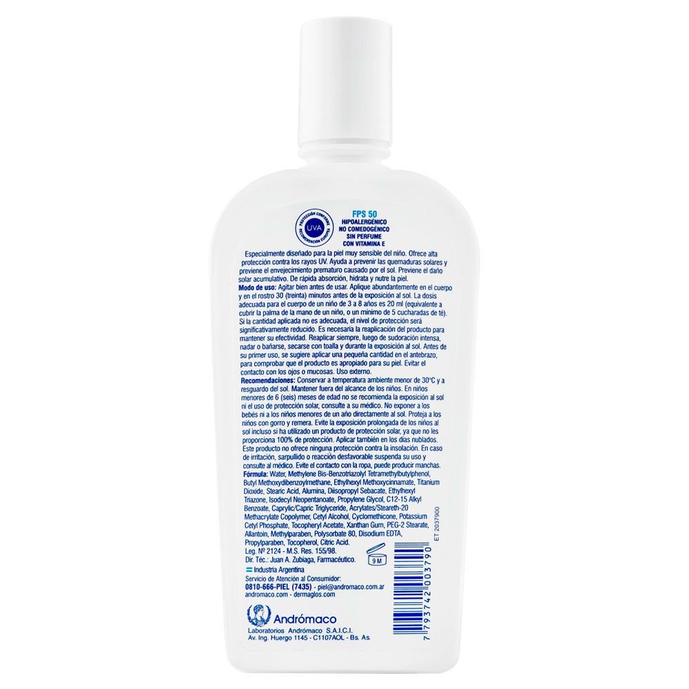 Dermaglós protector solar fps50 niños emulsión