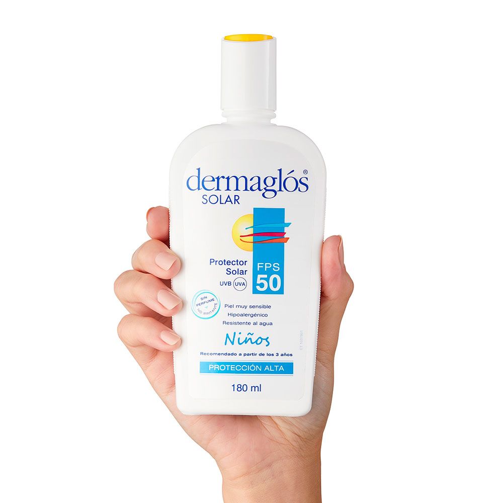 aeropuerto traje Pertenecer a Dermaglós protector solar fps50 niños emulsión x 180ml - Farmacia Leloir -  Tu farmacia online las 24hs