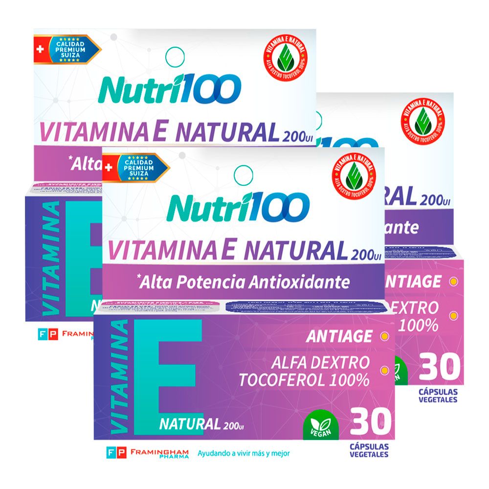 Pack 3 nutri100 vitamina e natural 200ui