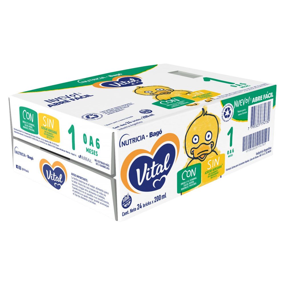 Pack Vital 1 Leche Nueva Fórmula 0 A 6 Meses X 24 Bricks De 200ml -  Farmacia Leloir - Tu farmacia online las 24hs