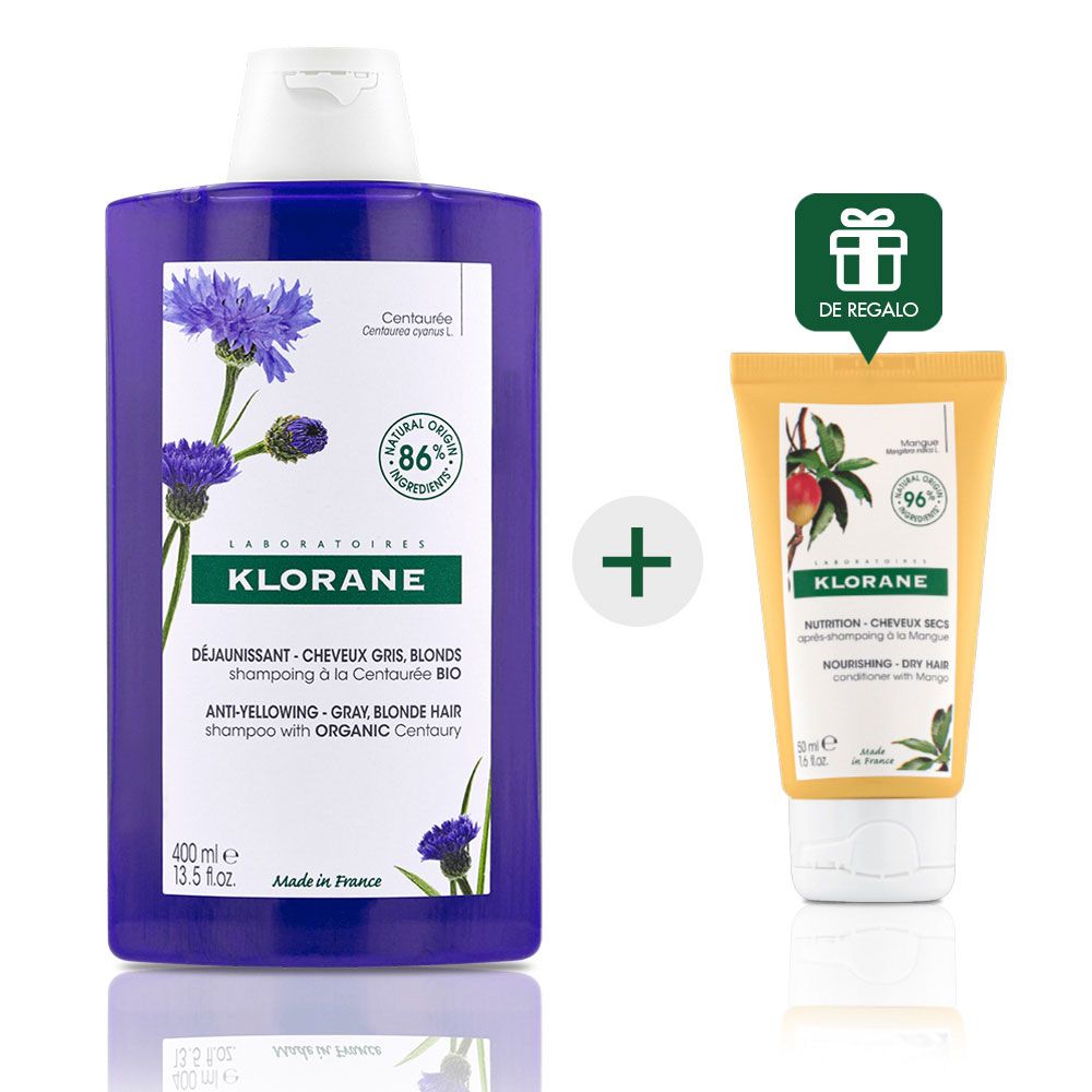 Klorane centáurea shampoo para cabello blanco + regalo!