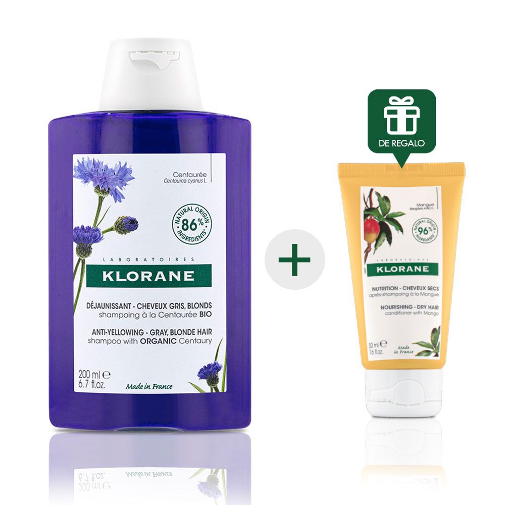 Klorane centáurea shampoo para cabello blanco + regalo!